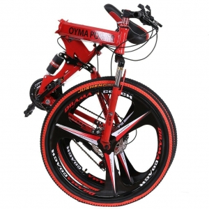 26 inch Folding Mountain Bike Shimanos 21 Speed Bicycle Full Suspension MTB Bike Review
