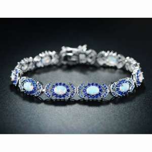 3Ct Lab Created White Opal & Sapphire Womens Bracelets 14K White Gold Plated Review