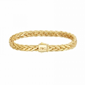 14K Yellow Gold Shiny Fancy Flat Weaved Braided Bracelet, Box Clasp 7.5″ Review