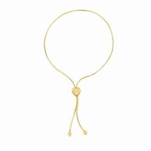 14k Yellow Gold 0.75mm Snake Chain Lariat  w/ 7mm Heart Adjustable Bracelet Review