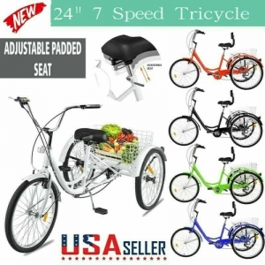 24″ 7 Speed Adult Trike Tricycle Adjustable 3-Wheel Bike w/Basket for Shopping Review