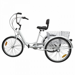 7-Speed 24″ Adult 3-Wheel Tricycle Cruise Bike Bicycle With Basket White U7 Review