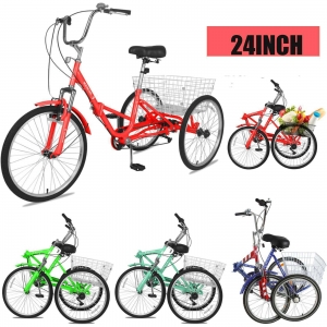 Adult Folding Tricycles 7 Speed Fold Trike 24inch 3Wheel Bikes w/shopping Basket Review