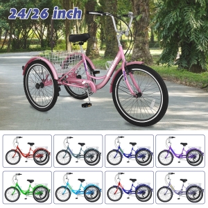 Adult Tricycle 24/26″ 7Speed 3Wheel Bike w/Basket for shipping/Camping Fun Gift Review