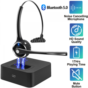 Bluetooth Headphones Wireless Trucker Headset with Mic For Cellphone Laptop PC Review