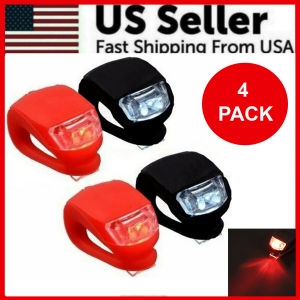 4 Pcs Silicone Bicycle Bike Cycle Safety LED Head Front & Rear Tail Light Set US Review