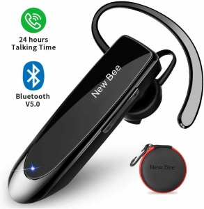 NEW BEE Bluetooth Headphones 5.0 Headset Trucker Earpiece Noise Cancelling Mic Review