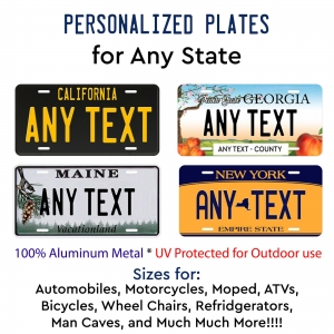 Any State License Plate Tag Personalized Custom Any Text Auto Car Bike Bicycle Review