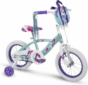 Huffy Glimmer 14″ Girl’s Bike with Training Wheels, Quick Connect Assembly, Blue Review