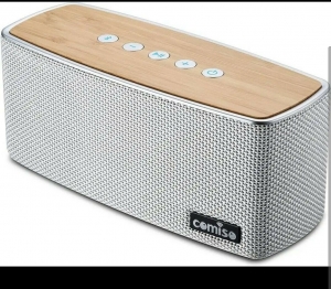 COMISO Bluetooth Speakers, 20W Loud Wood Home Audio Outdoor Portable Silver  Review