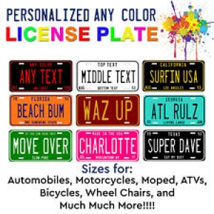 Customize LICENSE PLATE – Any State Any Color Car Auto ATV Motorcycle Wall Bike Review