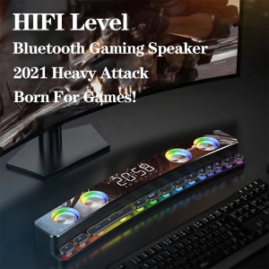 Wireless Gaming Speakers RGB LED Sound Bar USB Stereo Subwoofer FM Clock For PC. Review