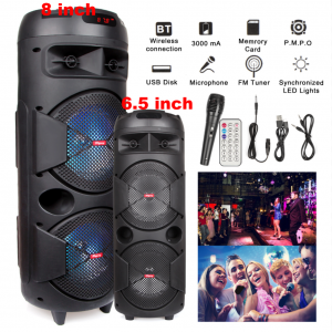 Dual6.5″ / 8″ Wireless Portable Bluetooth Speakers BT Party Home System FM Radio Review