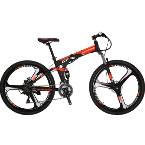 Folding Mountain Bike 27.5 inches wheels full suspension 21 Speed mens Bicycle L Review