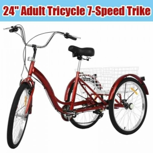 24″ Adult Tricycle 3-Wheel Trike Cruiser Bicycle 7-Speed w/Basket for Riding Review