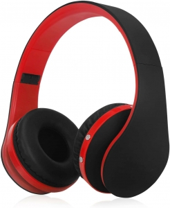 Bluetooth Headphones Over-Ear with Mic, Lightweight Stereo Foldable  (Black Red) Review
