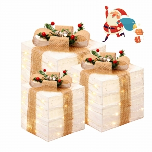 Lighted Gift Boxes Christmas Decorations 3pcs Pre-lit Xmas Present Boxes  Review