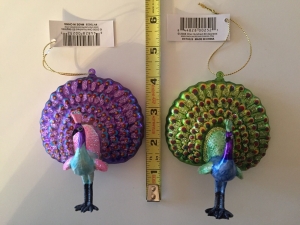 One hundred 80 Glass Pair Pink & Turquoise Peacock Ornaments Lot of 2 Easter Review