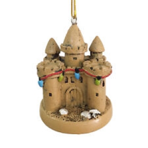 HAND PAINTED 2.5″ RESIN SAND CASTLE w/DECORATIONS NAUTICAL COASTAL XMAS ORNAMENT Review