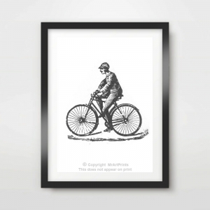 RIDING MAN BIKE ART PRINT POSTER Vintage Illustration Wall Cycling Bicycle Decor Review