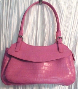 NEW  **MAXX**   Faux Pink Croc Leather/Chrome Shoulder Bag Handbag, 8 X 13 Review