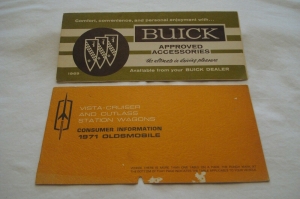 Lot of 2 1969 1971 Buick Oldsmobile Car Accessories Consumer Brochures Dealer Review