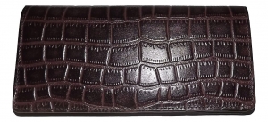 NEW ITALIA LEATHER CROC EMBOSSED CLUTCH CREDIT CARD ID WALLET BROWN Review