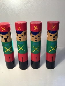 Four Wooden Toy Soldiers Christmas Decorations Cute Faces Review