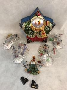 Snowman Ornaments With Star Shaped Snowman Storage Tin Christmas Decorations Review