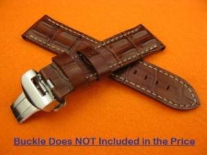 24mm Pam 1950 HORNBACK CROC Deployment Leather Strap Brown Watch Band 44mm C Review