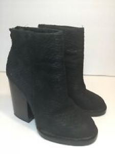 ASH EXOTIC CROC EMBOSSED BLACK LEATHER ROUND TOE ANKLE BOOTS BOOTIES SZ 6 1/2 Review