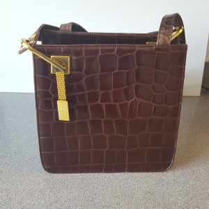 VALENTINO ORLANDI BROWN CROC PATERN LEATHER SHOULDER HANDBAG MADE IN ITALY Review