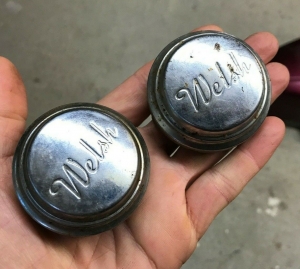 Two 1950s WELSH  PEDAL CAR HUBCAPS USED Review