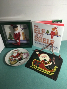 Lot Of 3 Holiday Christmas Decorations Elf On The Shelf, Slate, Lefton Plate Review