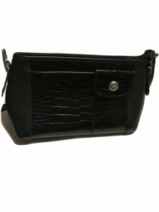 BRIGHTON Black Croc Leather  Purse Shoulder Bag Crossbody Black Review