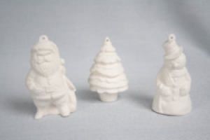 3 ceramic bisque Christmas decorations Santa Claus, snowman, christmas tree – to Review