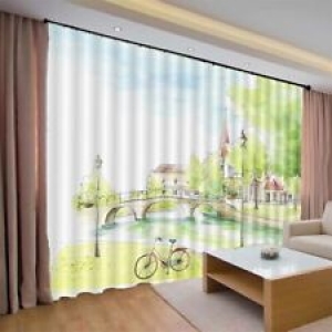 Bicycle Small Bridge 3D Curtain Blockout Photo Printing Curtains Drape Fabric Review