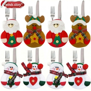 8pcs Christmas Decorations Snowman Kitchen Tableware Holder bag Party gift Xmas  Review