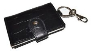 NEW ITALIA LEATHER CROC EMBOSSED VALET KEY CASE WITH INTERIOR ID WINDOW BLACK Review