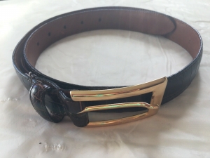 Cole Haan Women’s Brown Croc /alligator Embossed Leather Belt, size S R62008 Review