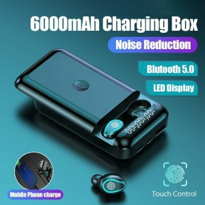 Wireless Earphones 6000mAh Charge Case HD Stereo Bluetooth Headphones Sports Review