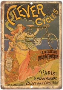 Clever Cycles Paris Vintage Bicycle Ad 12″ x 9″ Retro Look Metal Sign B240 Review