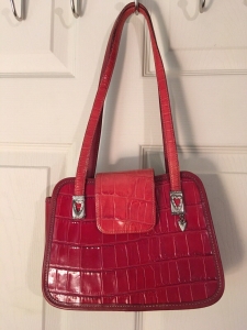 Vintage Brighton Red/Pink Handbag Croc Embossed Lightly Used. Review