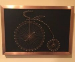 Framed Big Wheel Bicycle Wire and Nail Wall Art, Wire Art Review