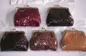 NICE! TWO Embossed Croc-Txt COIN PURSES w Keyring Review