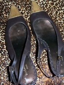 Womens Liz Claiborne Flex Brown Leather Tan Alligator Slingback Shoes Size 7m Review