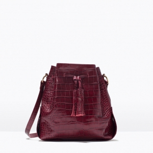 RARE ZARA CHERRY RED CROC-EMBOSSED LEATHER BUCKET BAG REF.4014 /004 RP$269 NWT!! Review