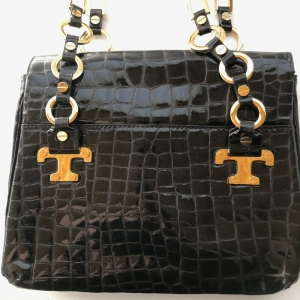 TORY BURCH VINTAGE BROWN PATENT LEATHER CROC EMBOSSED BAG MINT CONDITION Review