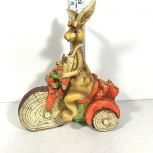 Vintage Bunny Rabbit Figurine Harvest Riding Bicycle Resin Sculpture 8″Tall  Ad1 Review