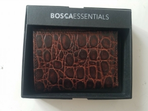 BOSCA Essentials Trifold Croc Embossed Leather Wallet Brown Review